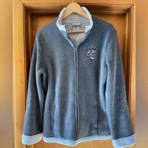 Licensed Disney Parks Fleece Jacket LARGE Zip-up with Soft & Warm Sherpa Lining